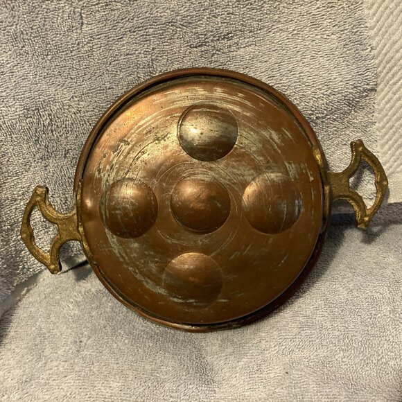 VTG 1930's Copper Escargot/Egg Poacher Pan with Brass Handles-France-6.5" D-GUC - Picture 3 of 9